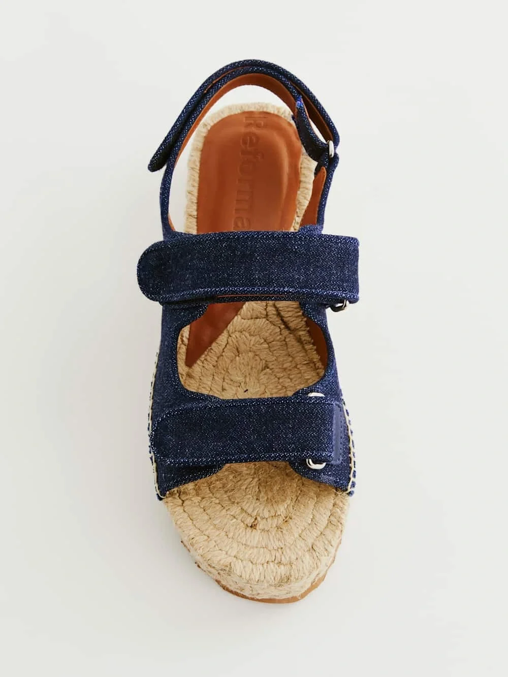 New! Reformation Trinity Sport Dark Blue Denim Espadrille Platform Sandals 💙 9
